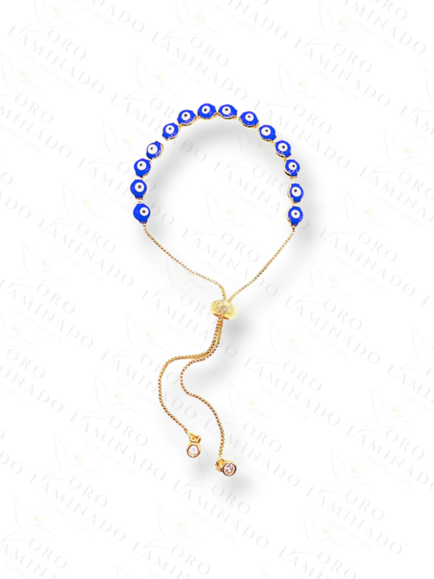 Gold Filled Adjustable Blue Gold Evil Eye Bracelet Y3