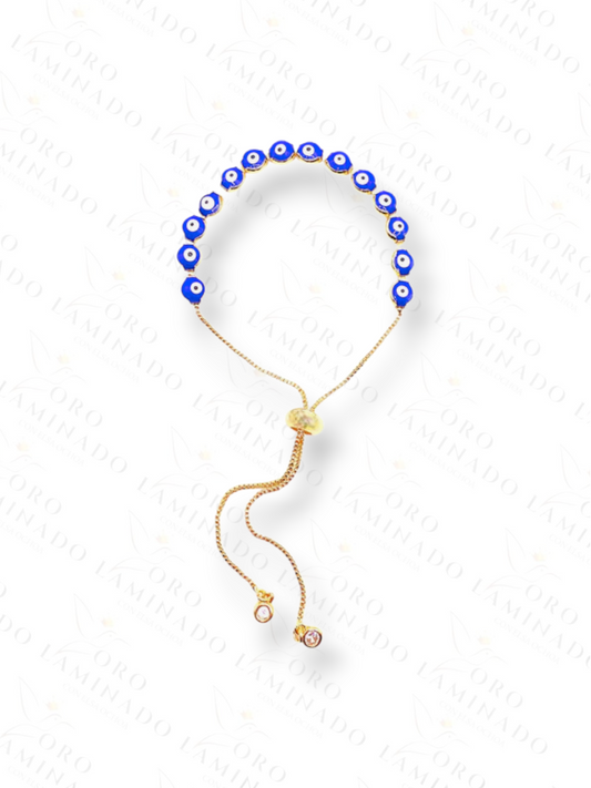 Gold Filled Adjustable Blue Gold Evil Eye Bracelet Y3