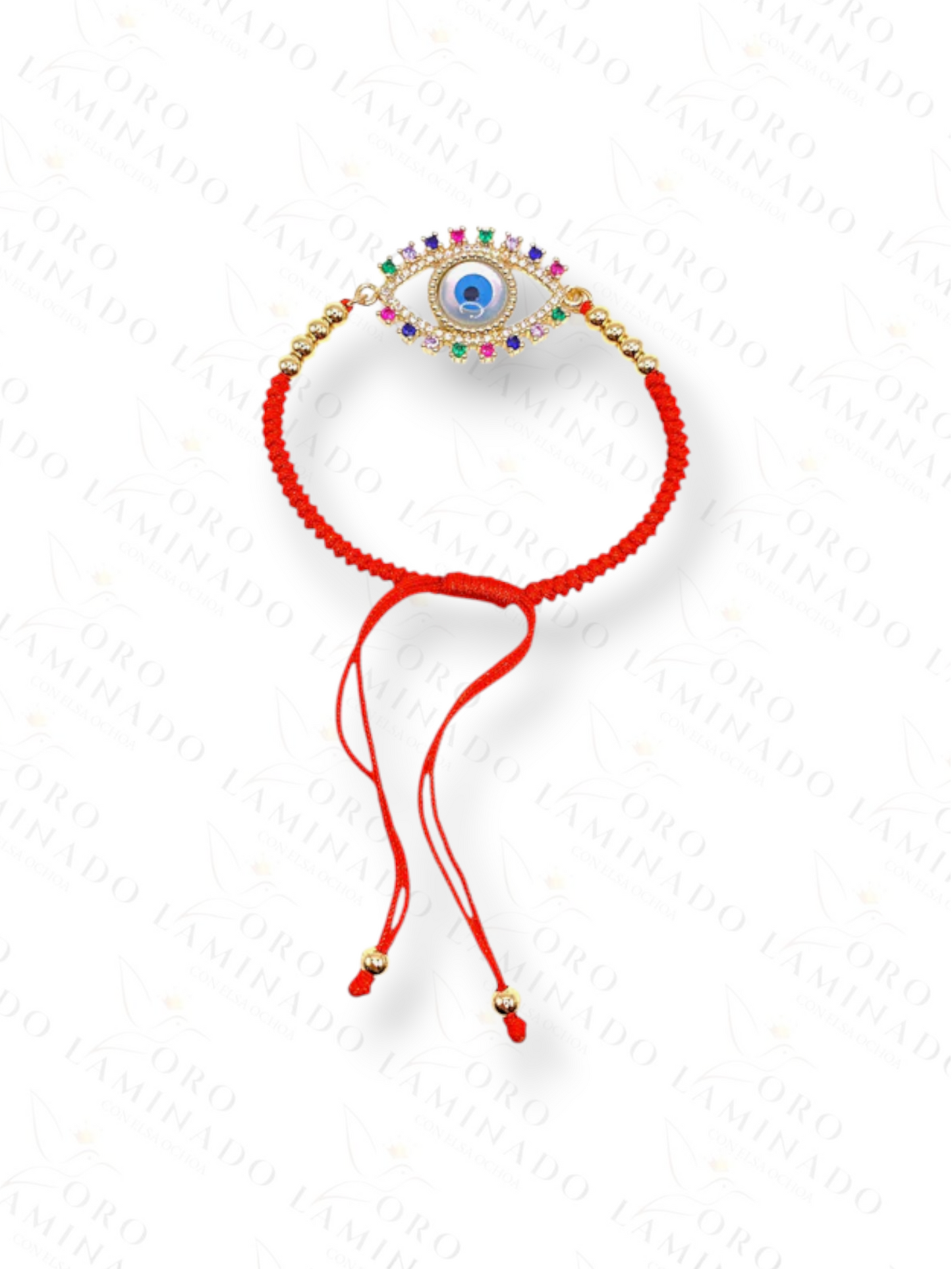 Gold Filled Adjustable Rainbow Evil Eye Bracelet  Y33