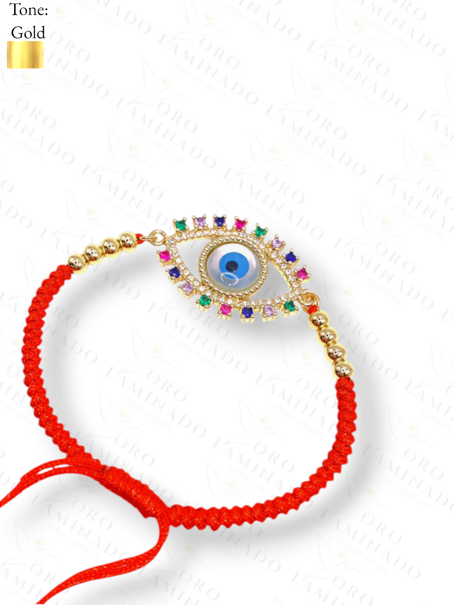 Gold Filled Adjustable Rainbow Evil Eye Bracelet  Y33