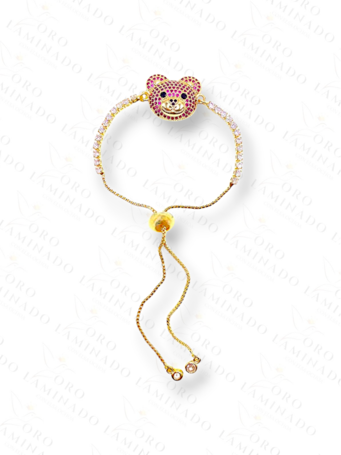 Gold Filled Pink bear adjustable bracelet C66