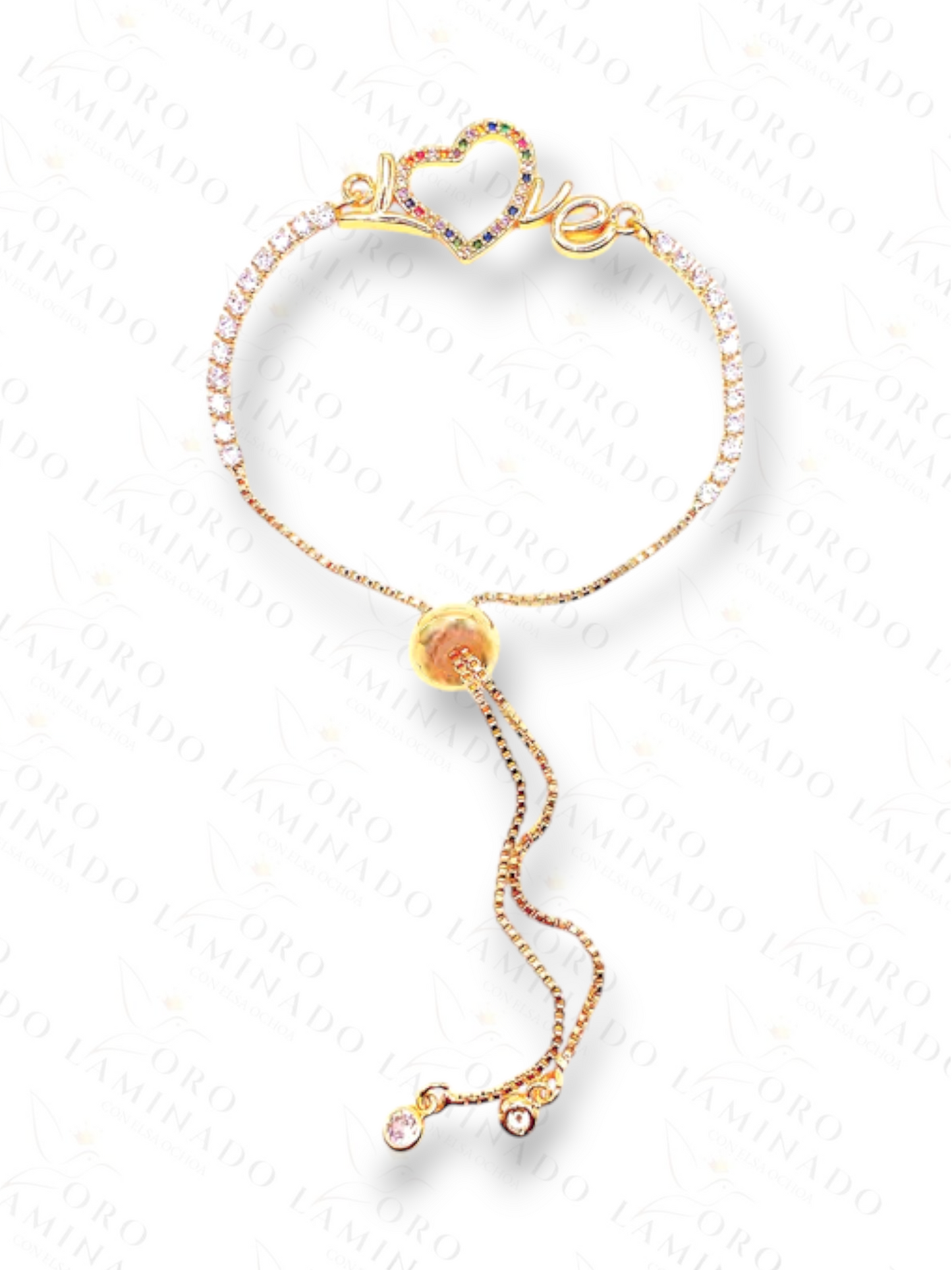 Gold Filled Multi-Color Heart Adjustable Bracelet C401