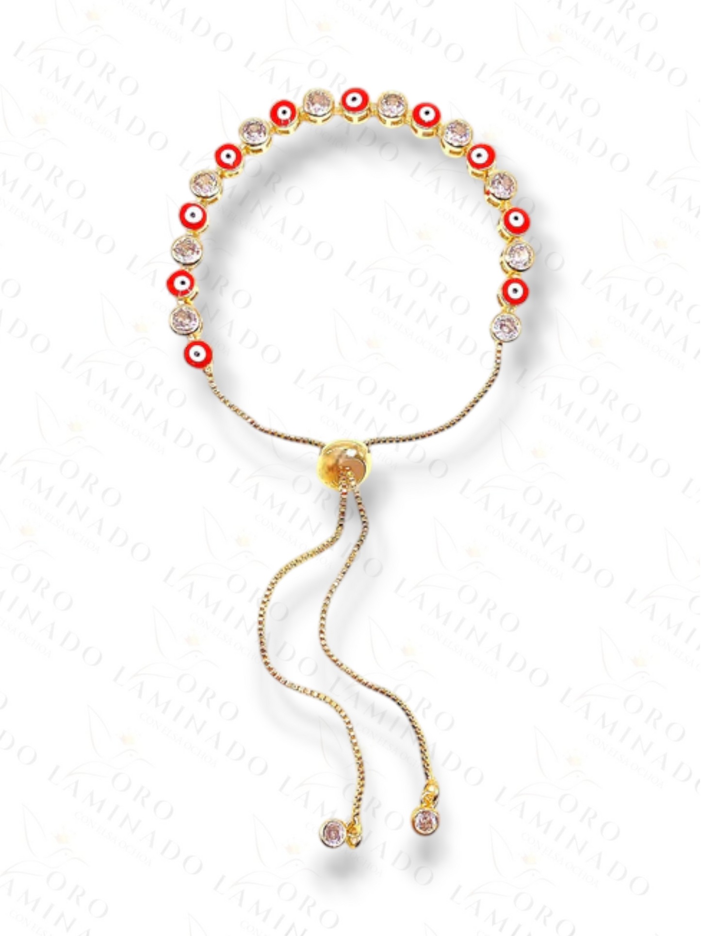 Gold Filled Small Red Eye Adjustable Bracelet B42