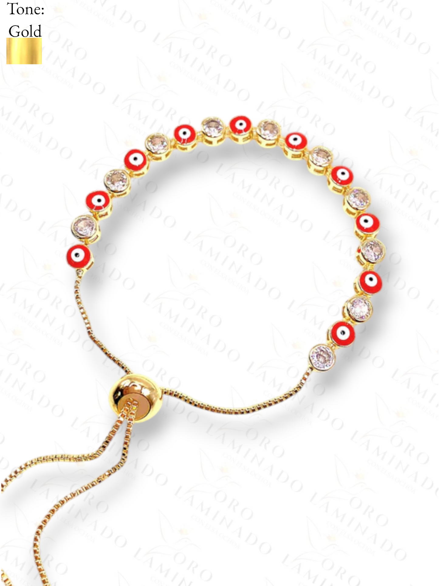 Gold Filled Small Red Eye Adjustable Bracelet B42