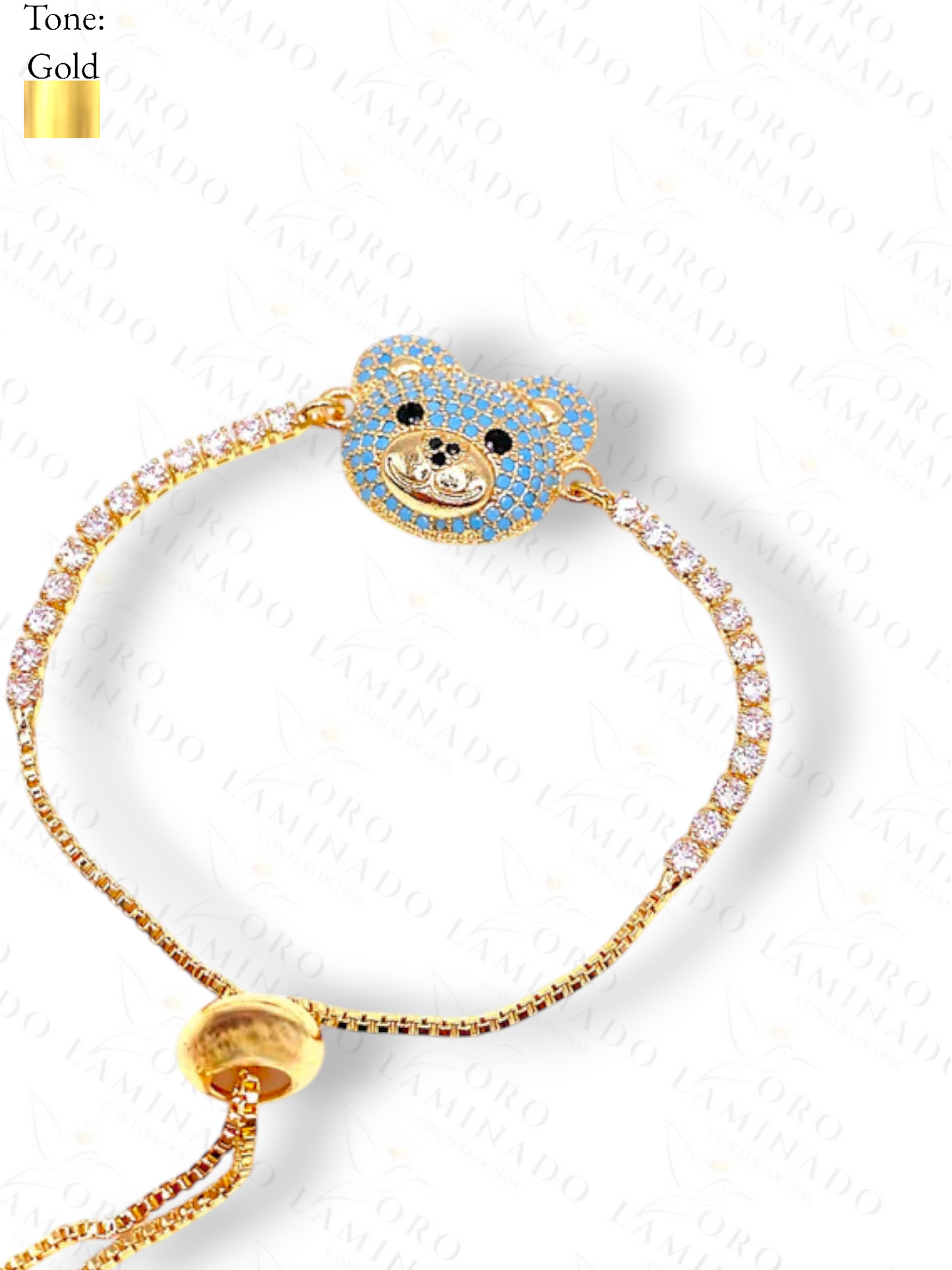 Gold Filled Sky blue bear adjustable Bracelet C65