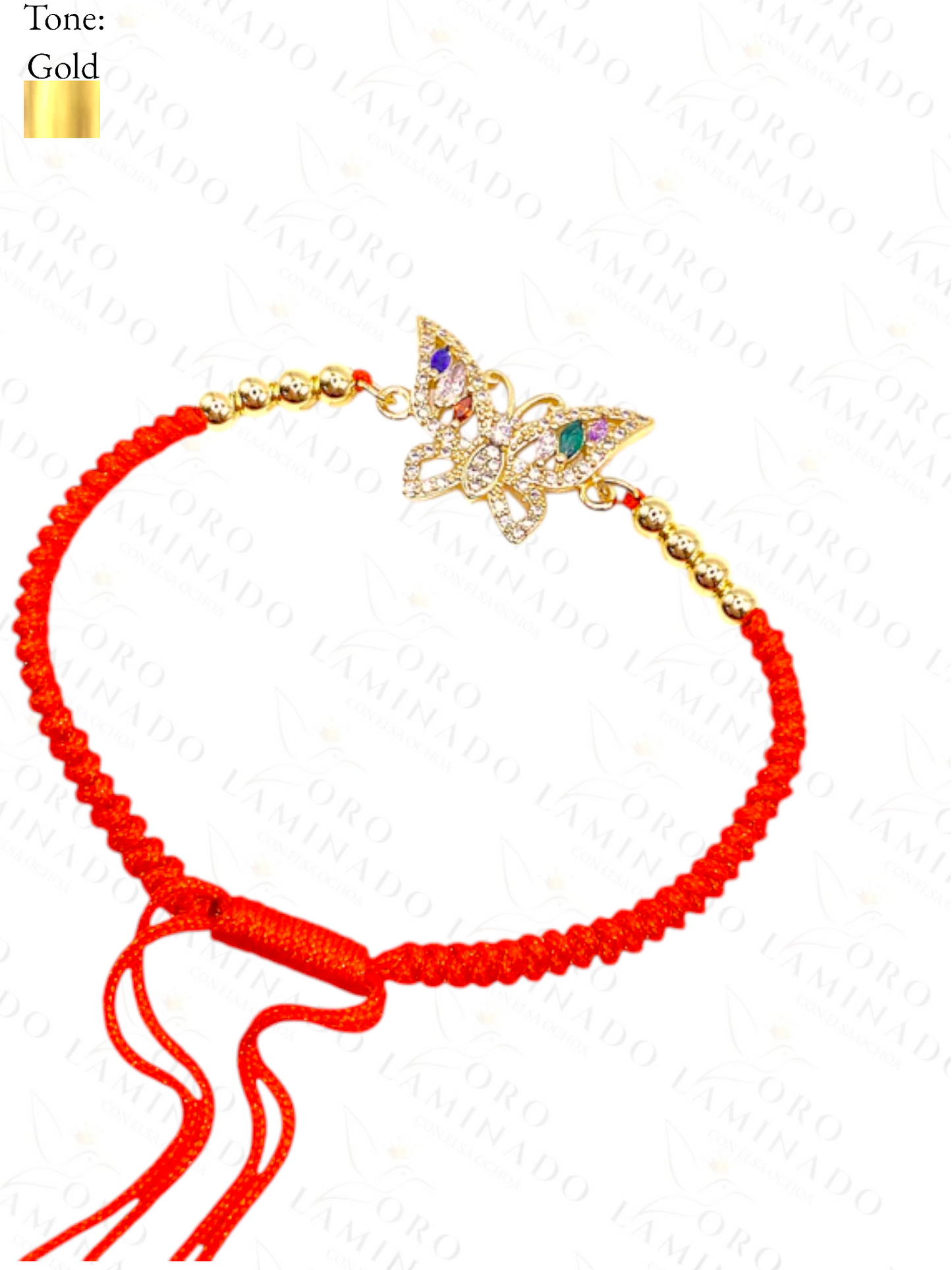 Gold Filled Red butterfly bracelet Y167