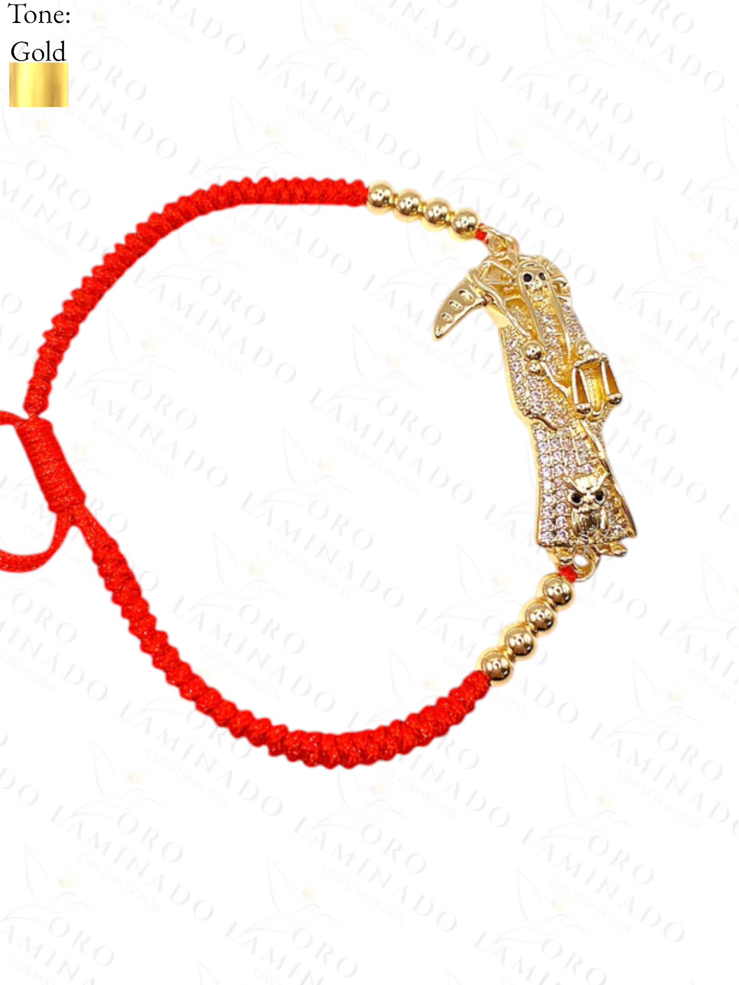 Gold Filled Adjustable Santa Muerte Bracelet Y9