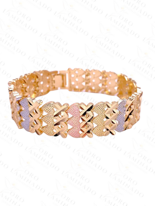 Gold Filled Tricolor hearts bracelet G230