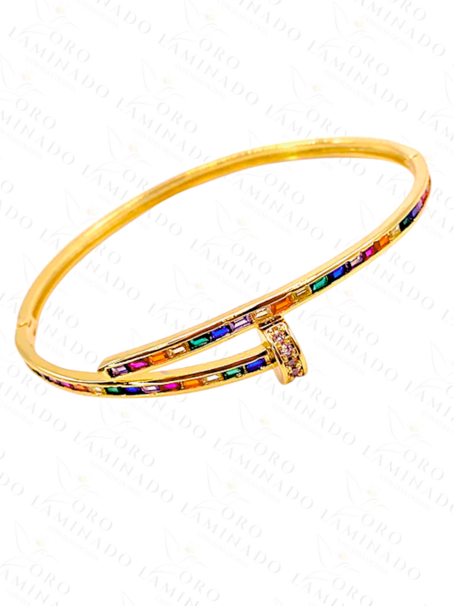 Gold Filled Thin Multicolor Nail Bracelet Y203