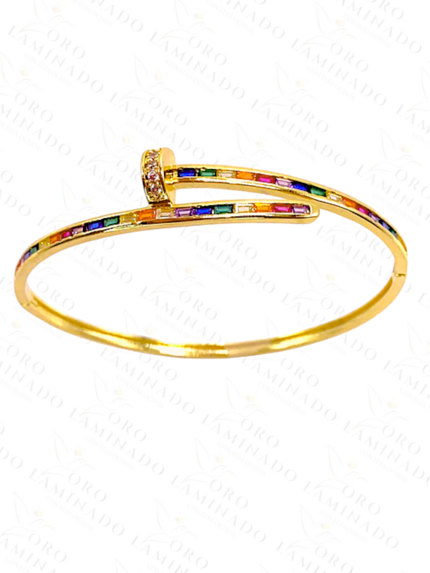 Gold Filled Thin Multicolor Nail Bracelet Y203