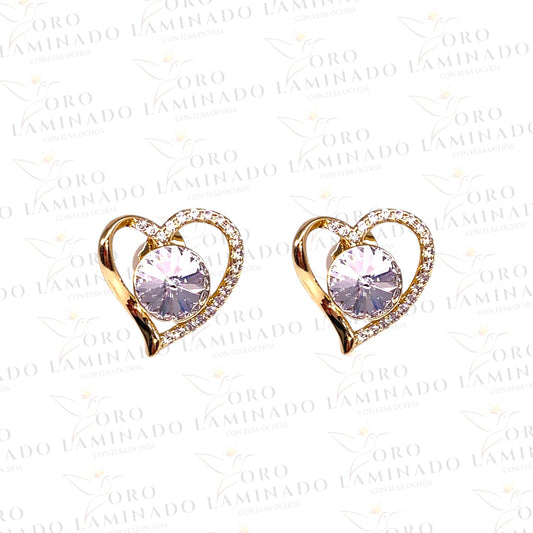 High Quality Heart Earrings with a Diamond Y452