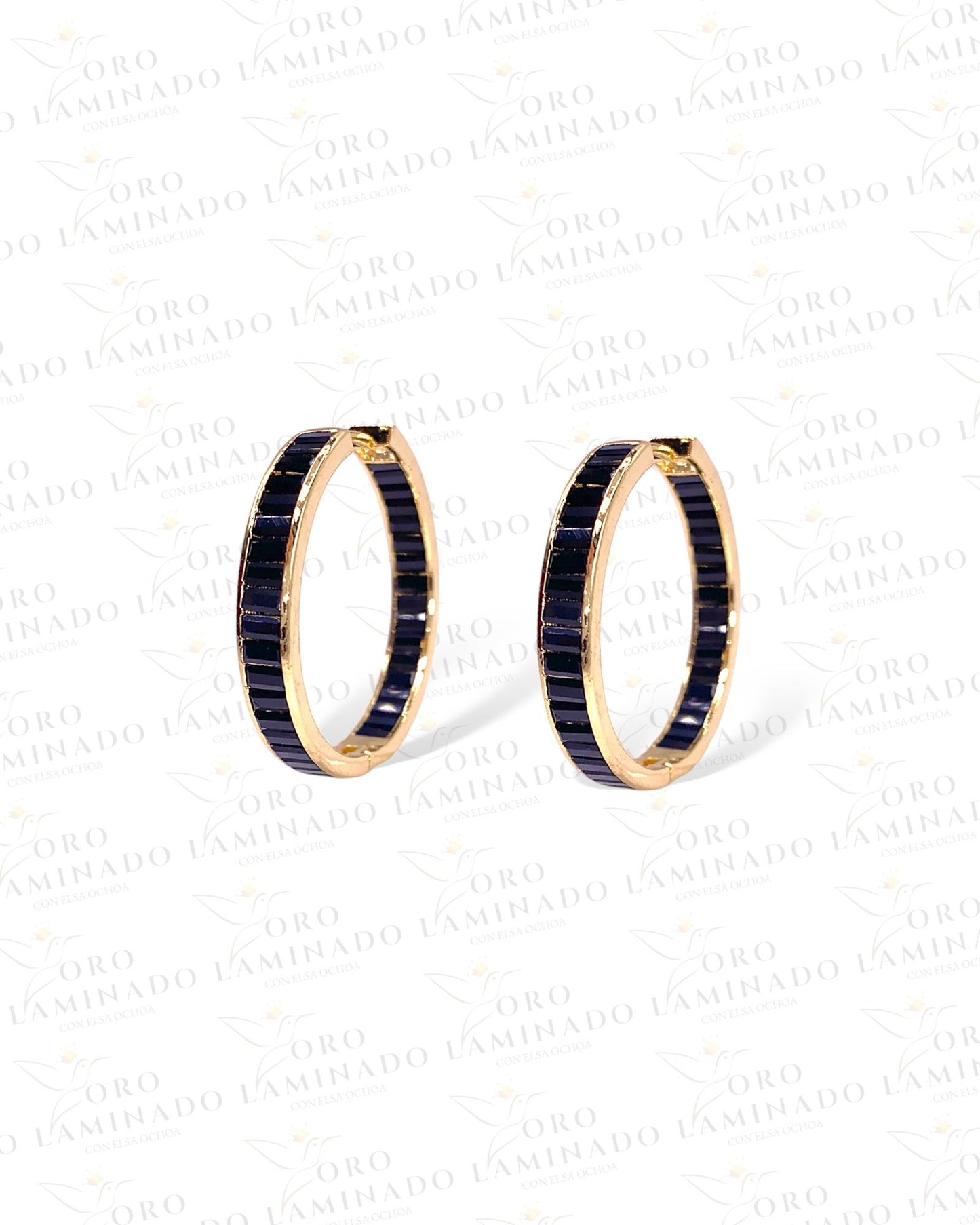 Golden & Black Hoop Earrings R301