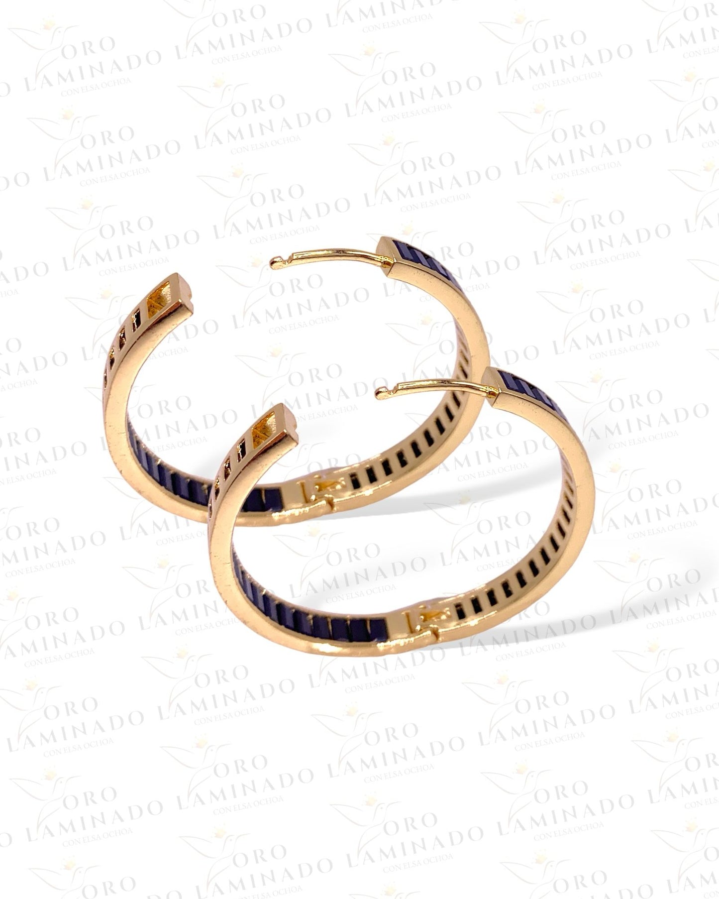 Golden & Black Hoop Earrings R301