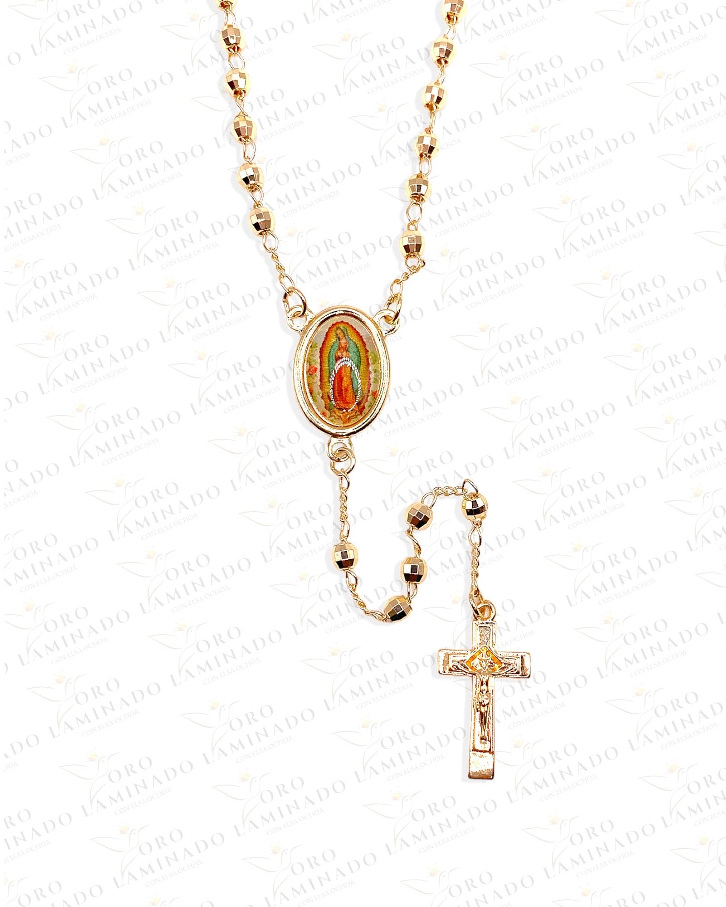 22" Virgin Mary Image Gold Rosary C247