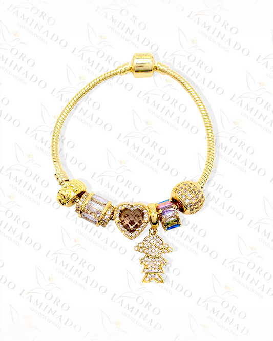 High Quality Sparkling Girl Charm Bracelet (Gold Filled) C313