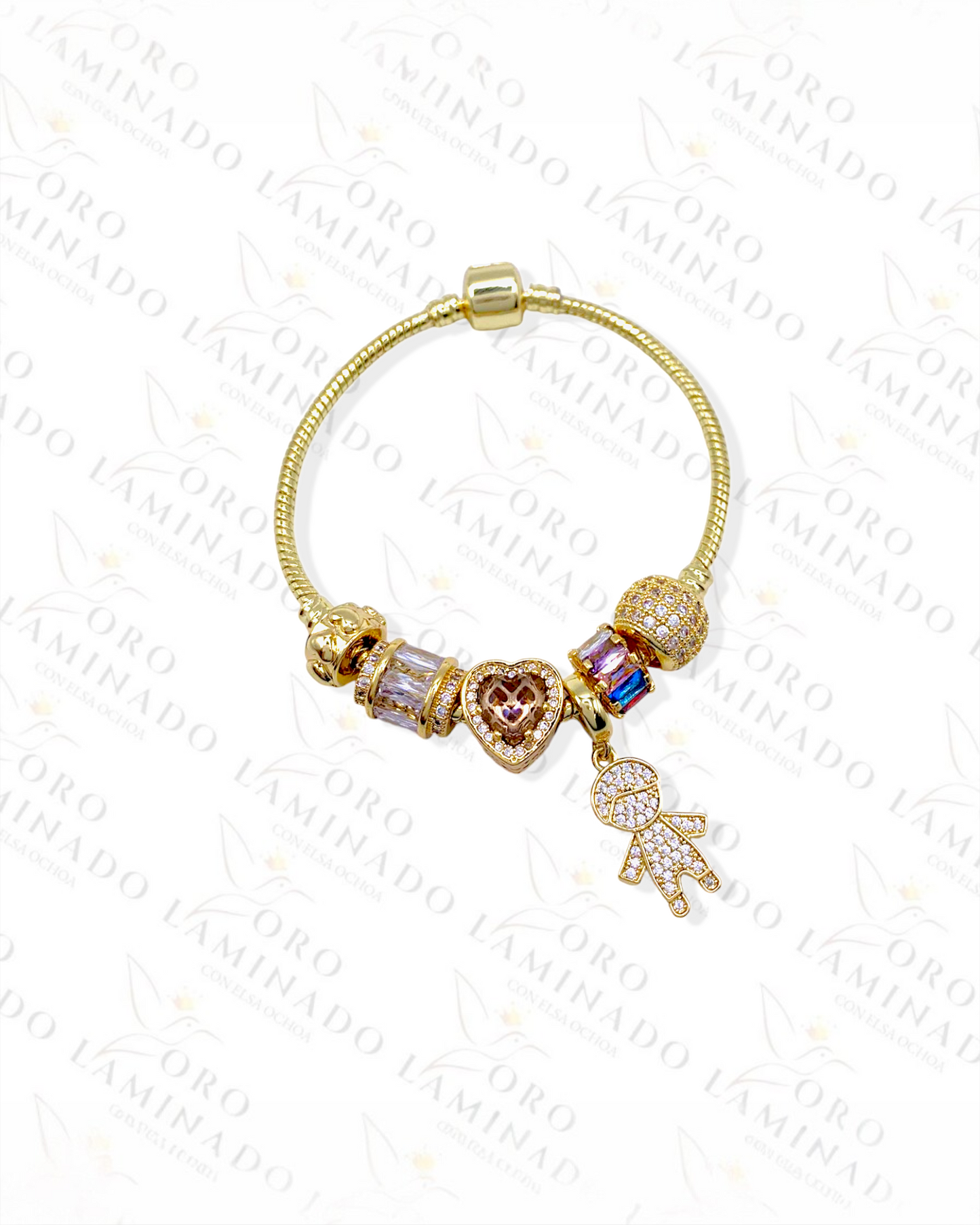 High Quality Sparkling Boy Charm Bracelet (Gold Filled) Y126