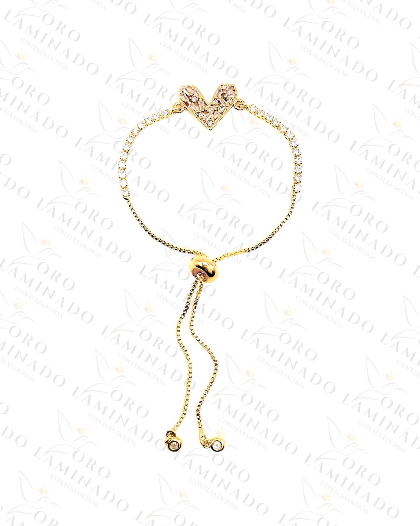 Crystal Heart Adjustable Bracelet Y404