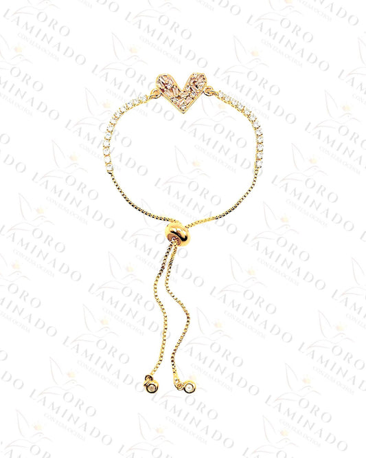 Crystal Heart Adjustable Bracelet Y404