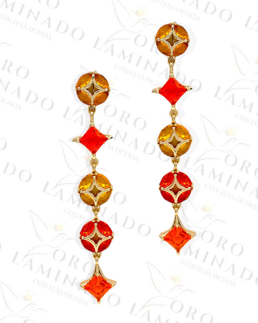 High Quality Crystal Orange Long Earrings G276