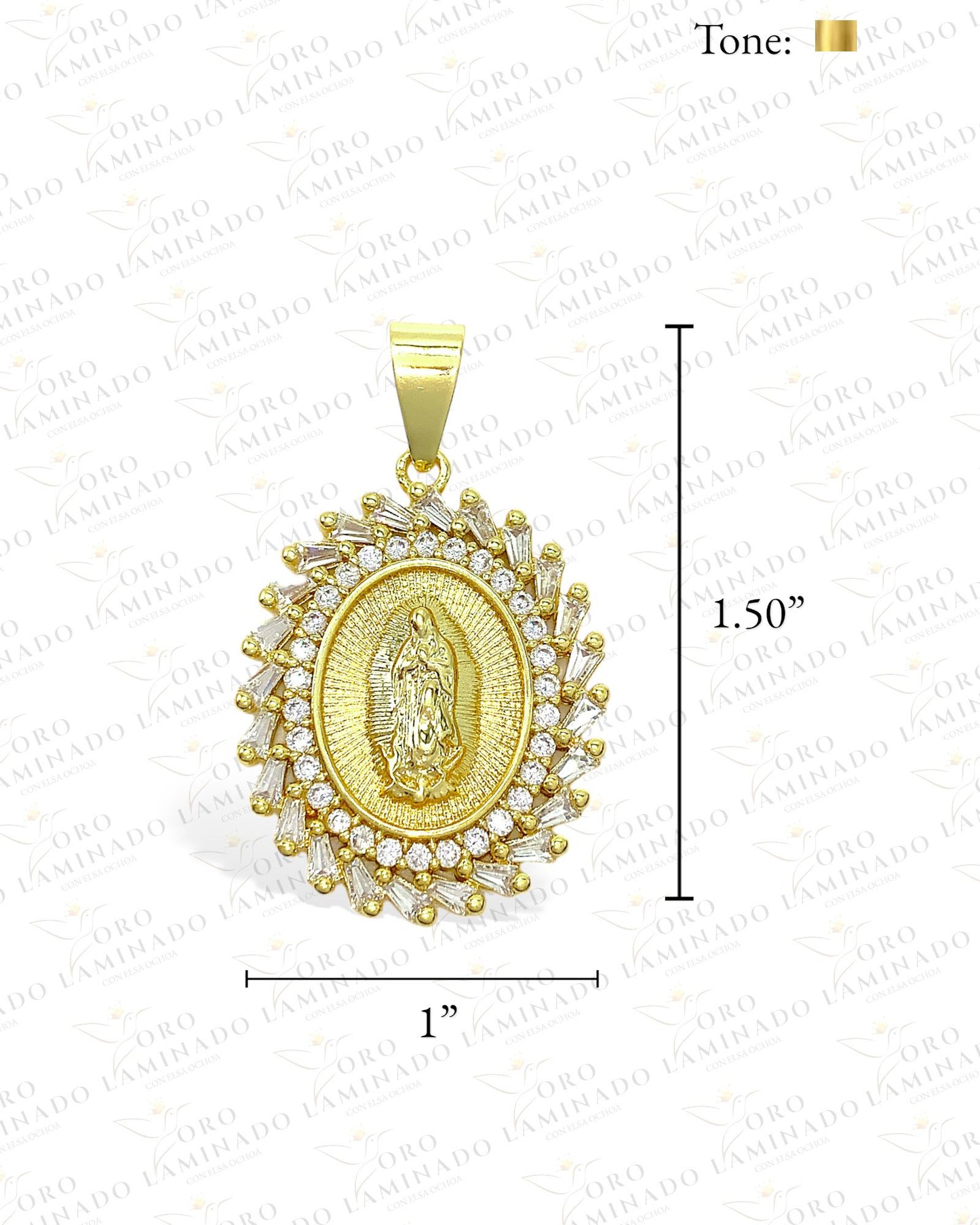 1.50" Oval Pendant with Virgin Mary Pendant B243