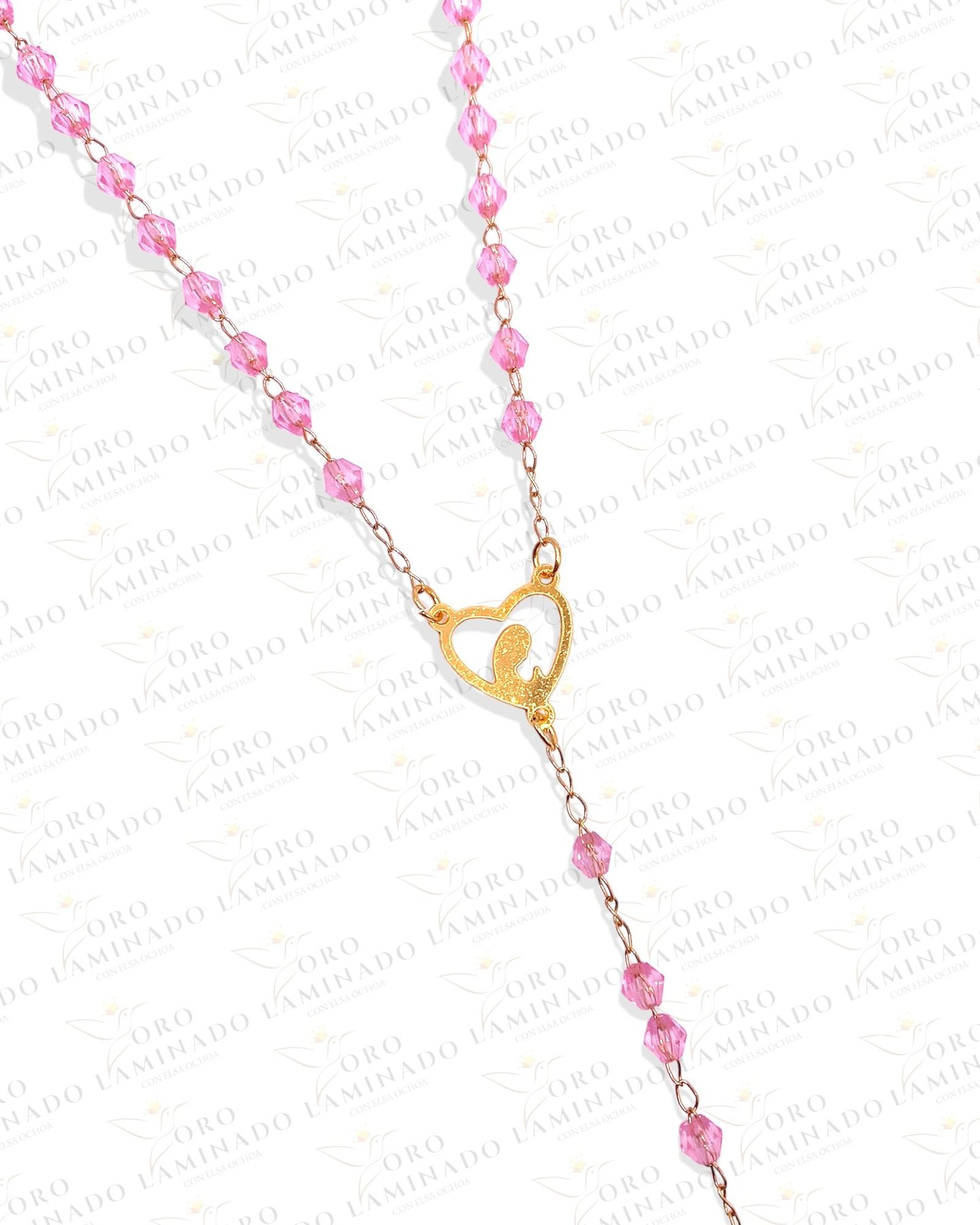 Pink virgin rosary B282