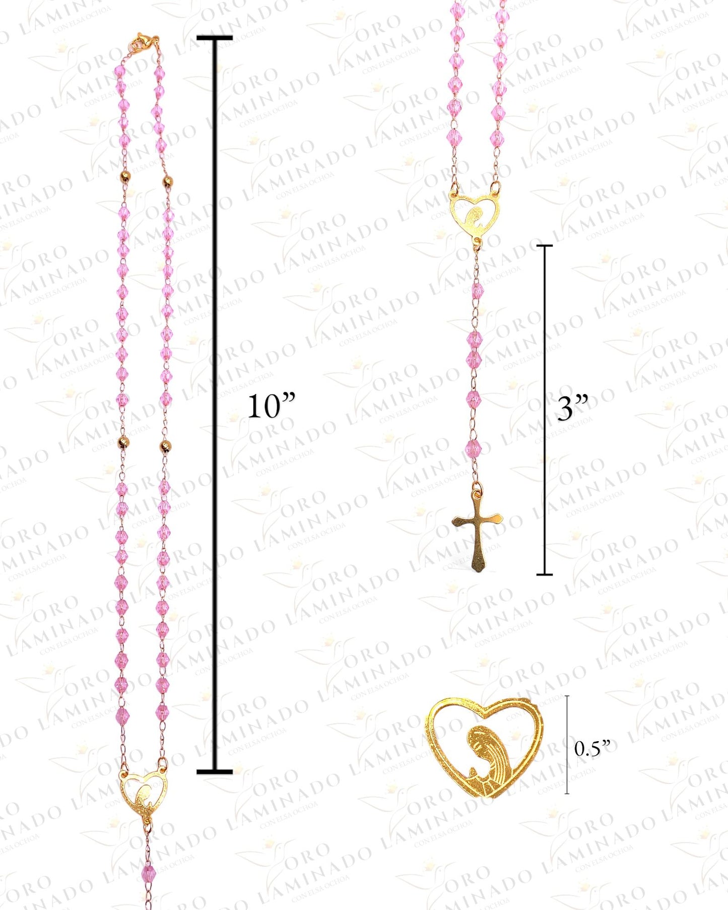 Pink virgin rosary B282