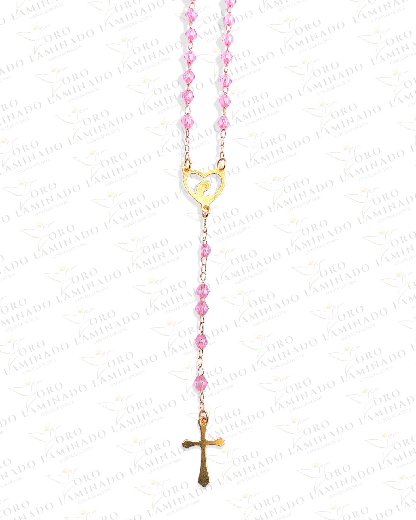 Pink virgin rosary B282