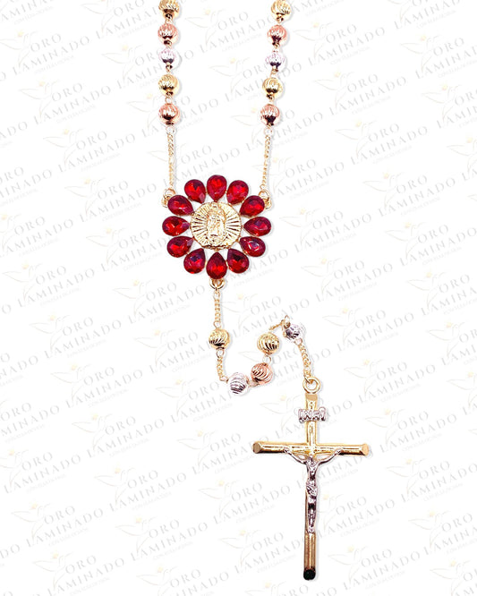 Rosary of Virgen de Guadalupe in red flower B289