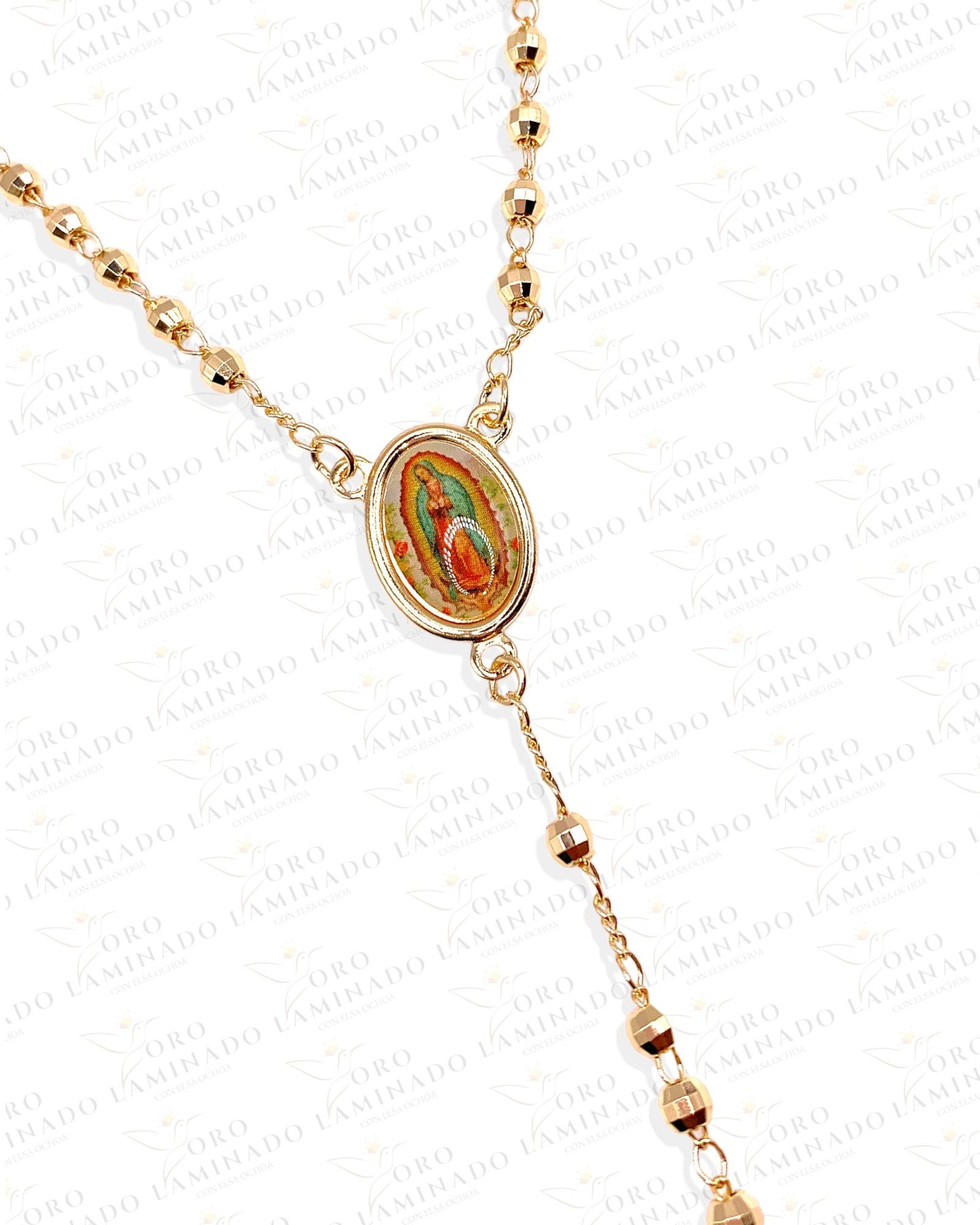 22" Virgin Mary Image Gold Rosary C247