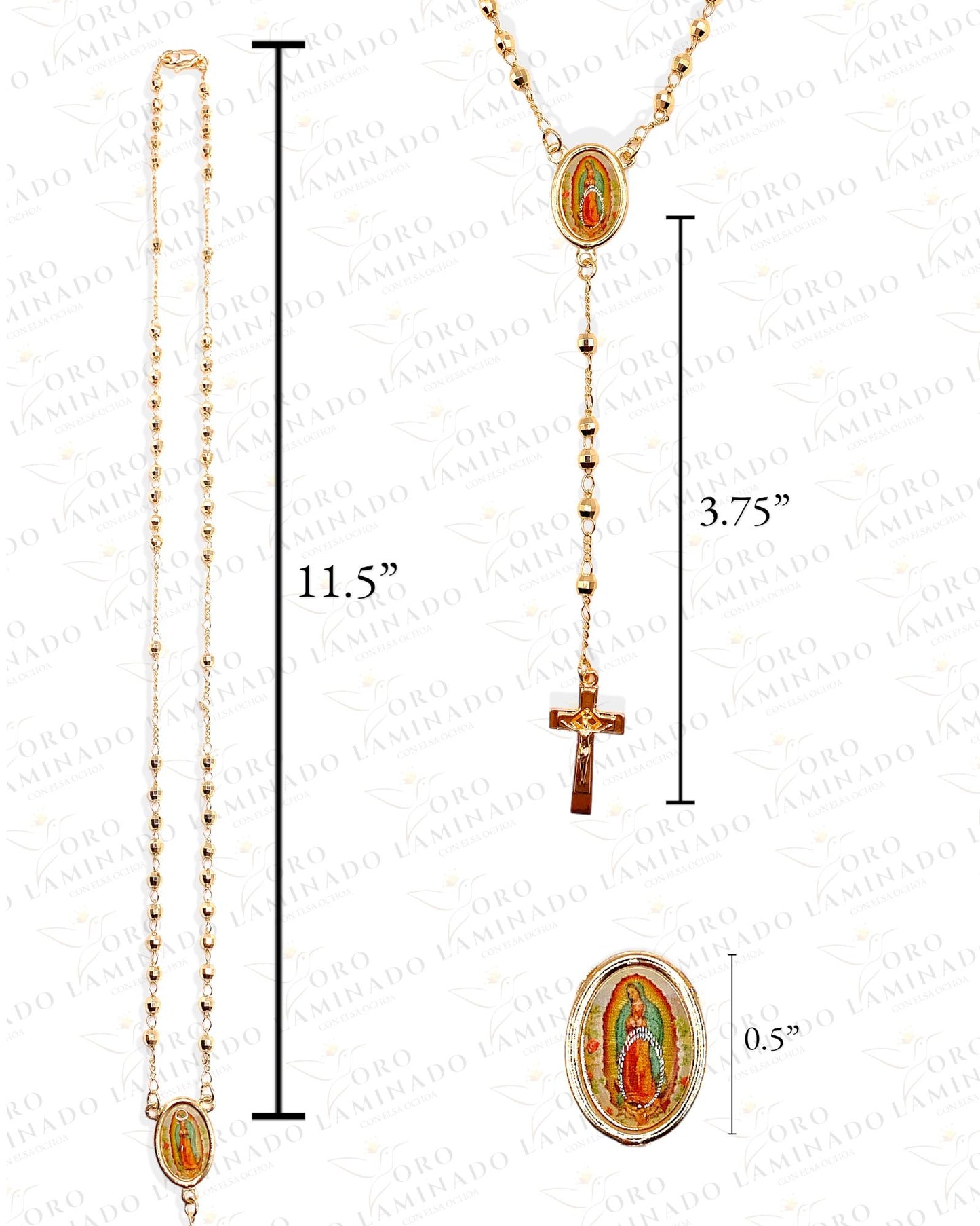 22" Virgin Mary Image Gold Rosary C247