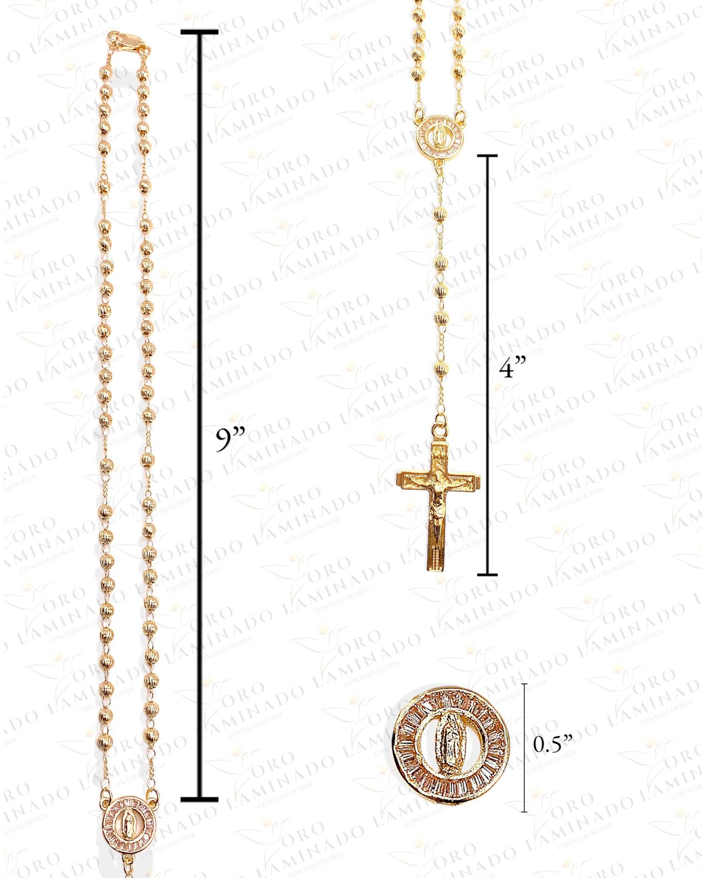 Virgin Mary Round Gold Rosary C304