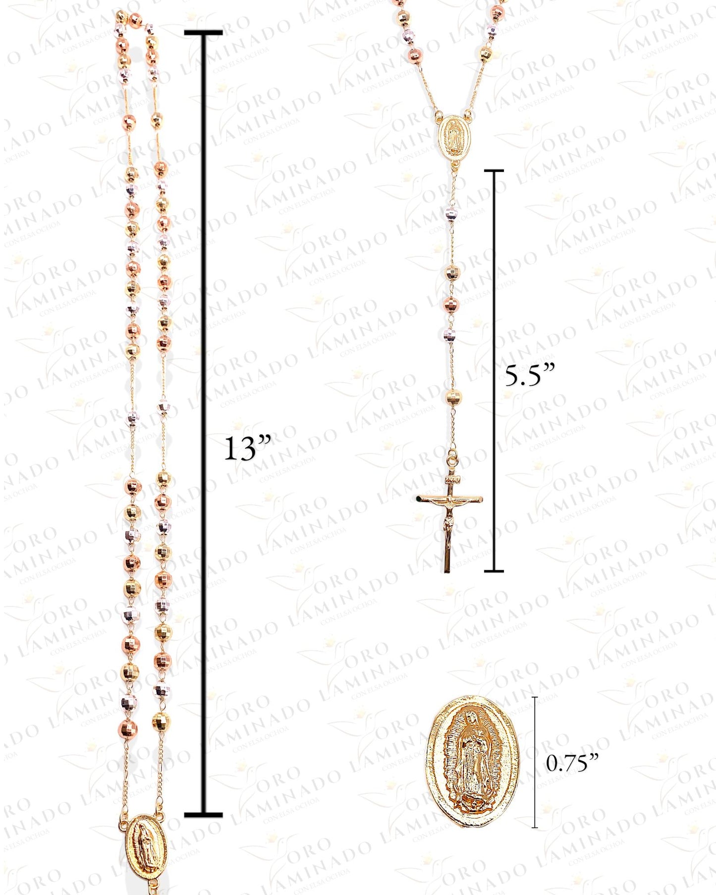 Virgin Mary Tri-Gold Rosary C303