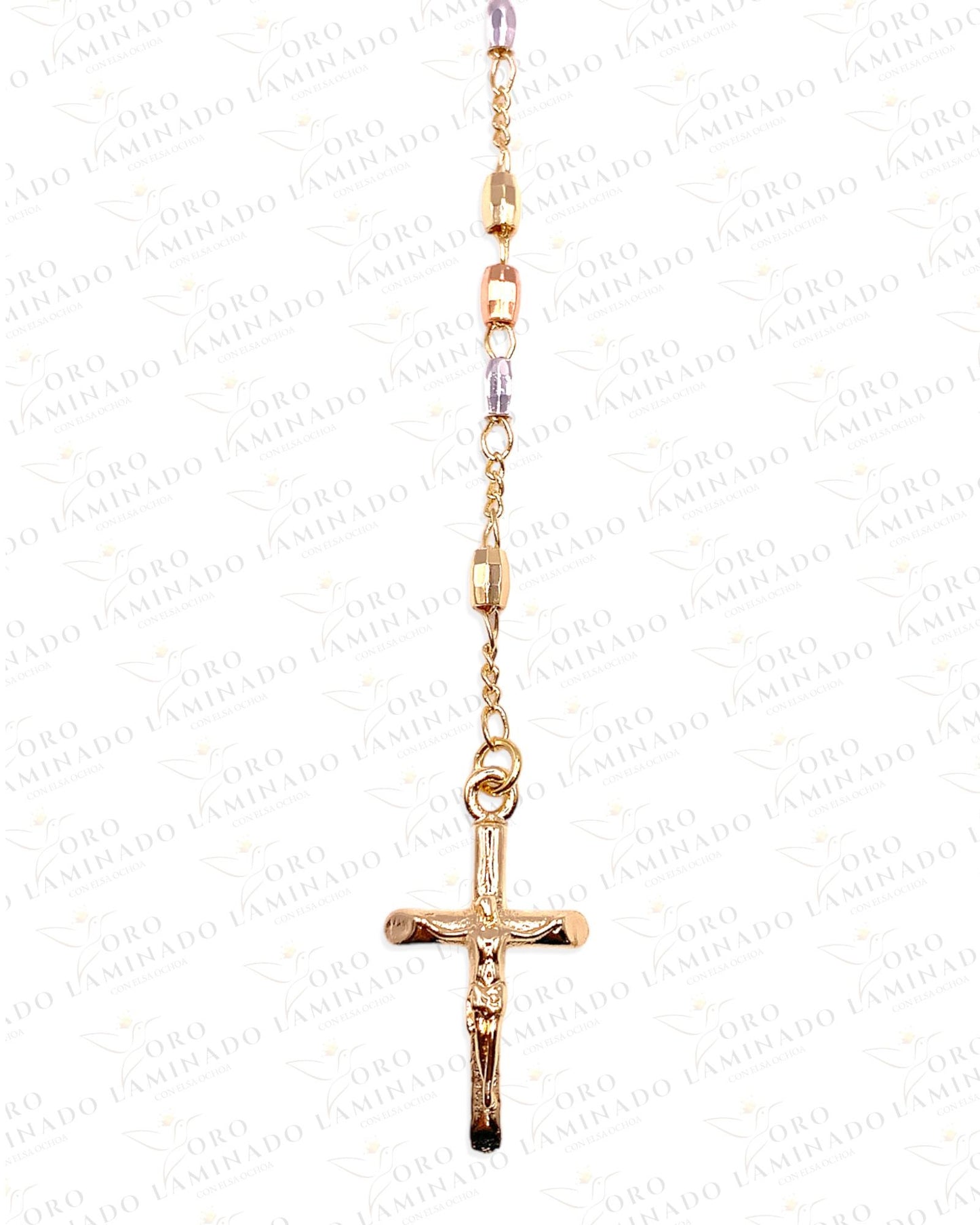 22" Saint Jude Heart Tri-Gold Rosary C331