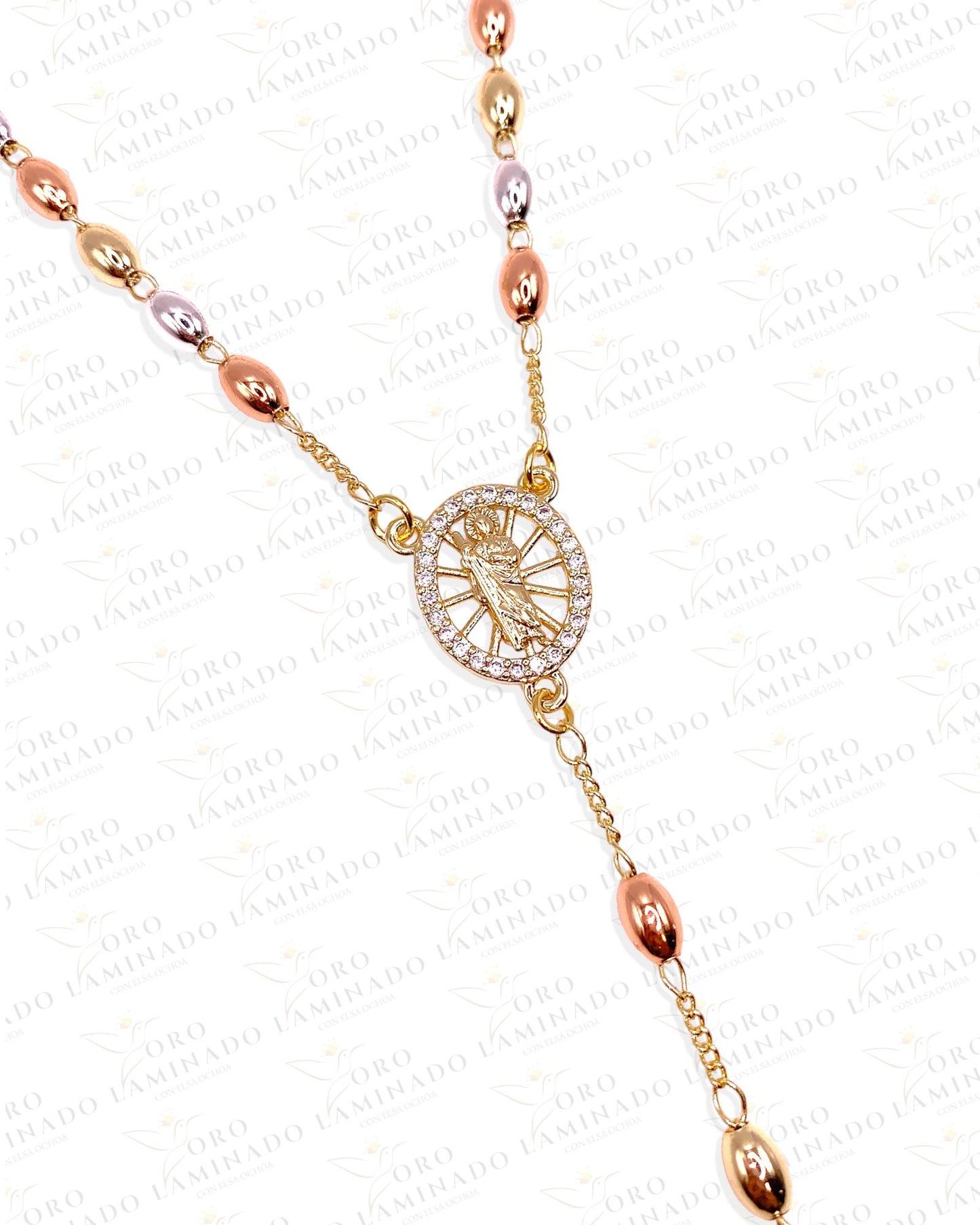 24" Saint Jude Tri-Gold Rosary C81