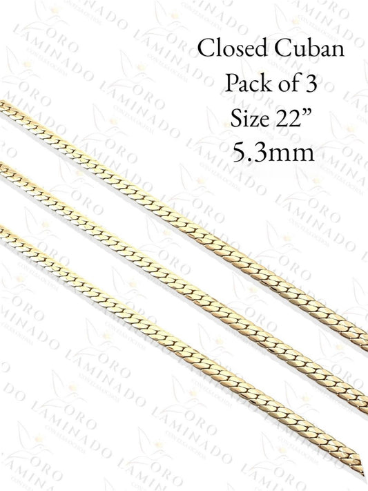 Gold Filled Closed Cuban Pack of 3 Chains Size 22" 6mm R34