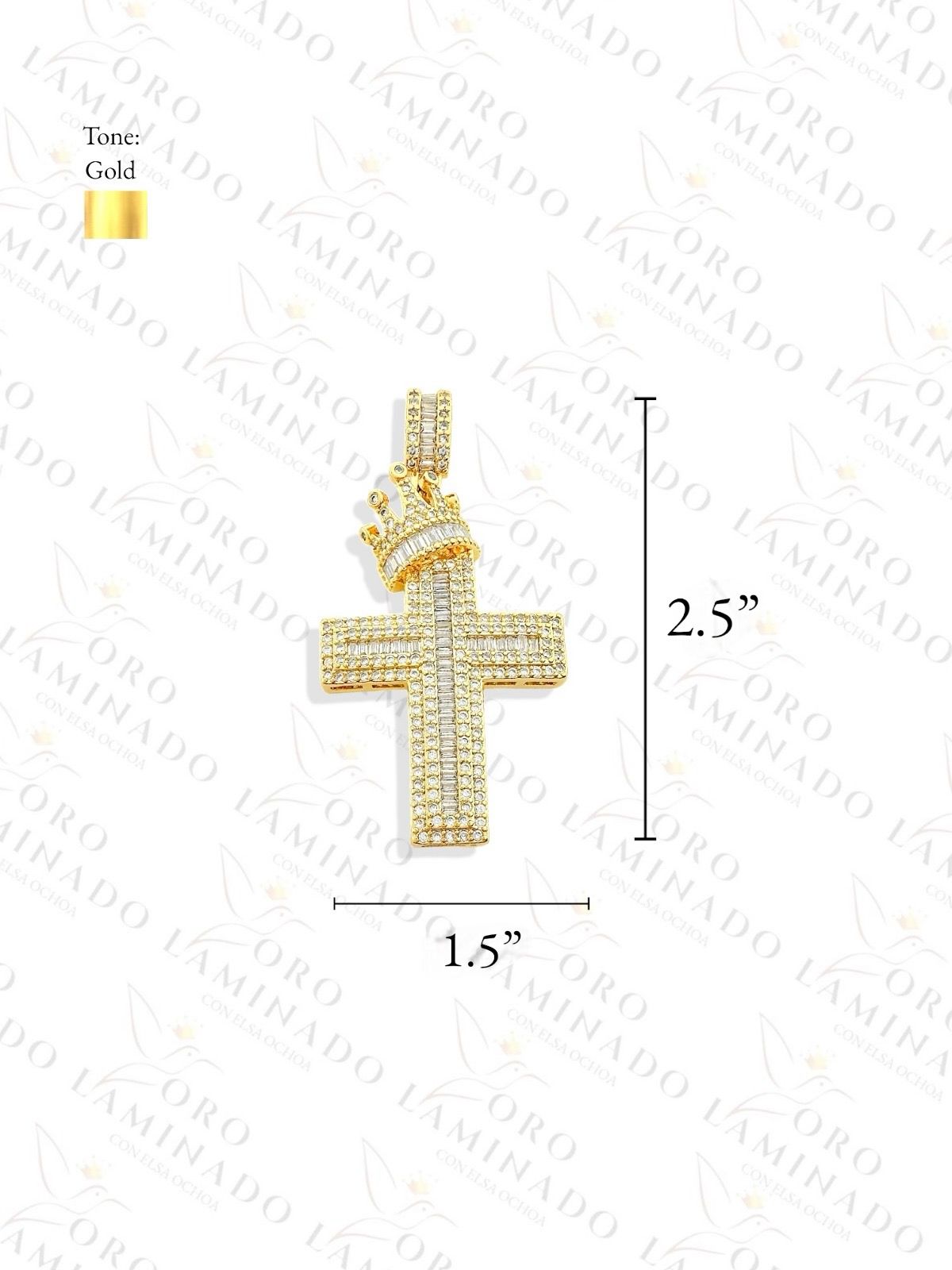 Gold Filled Cross with Crown Diamond Pendant Y139