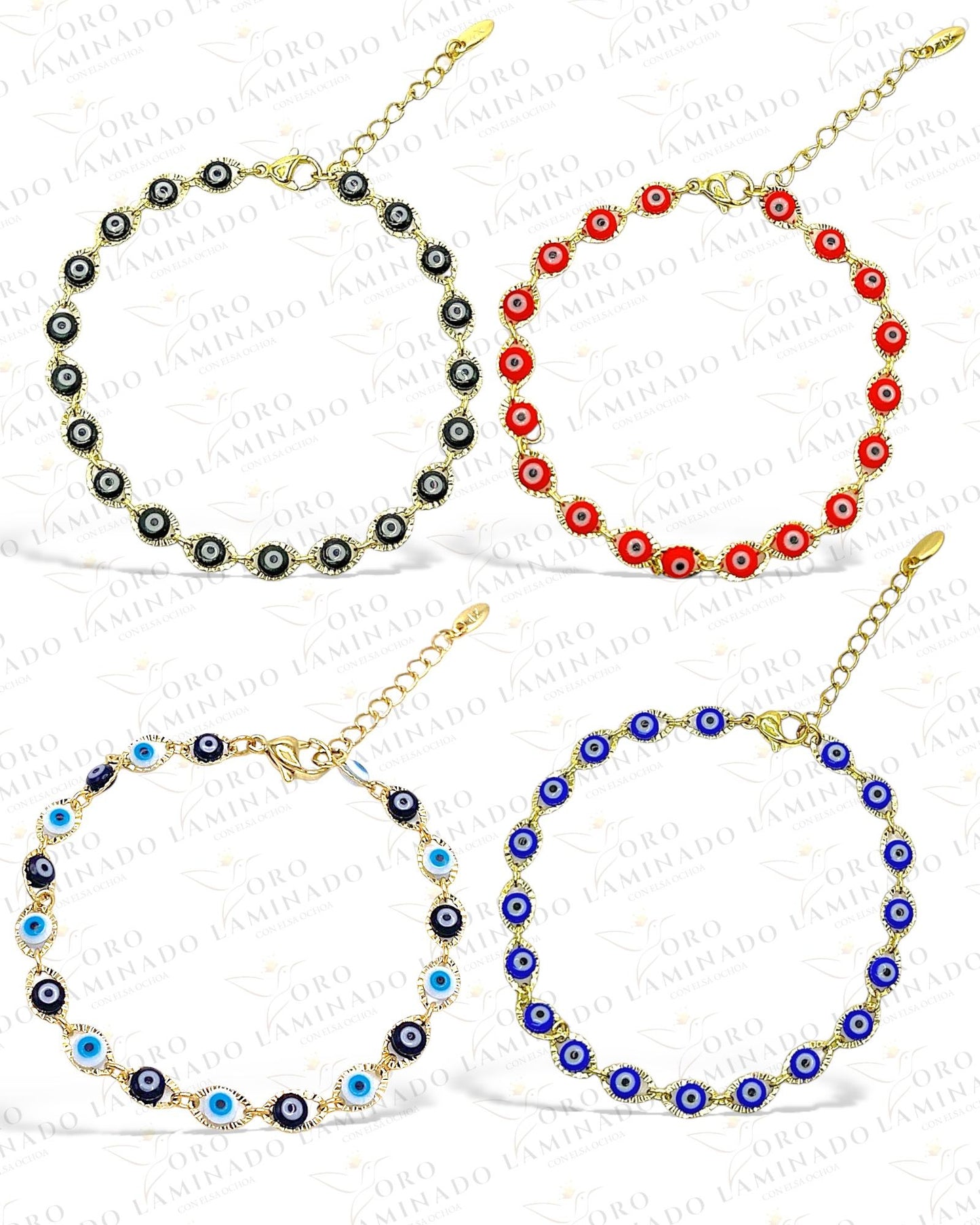 gold anklet with multicolored stones Y41