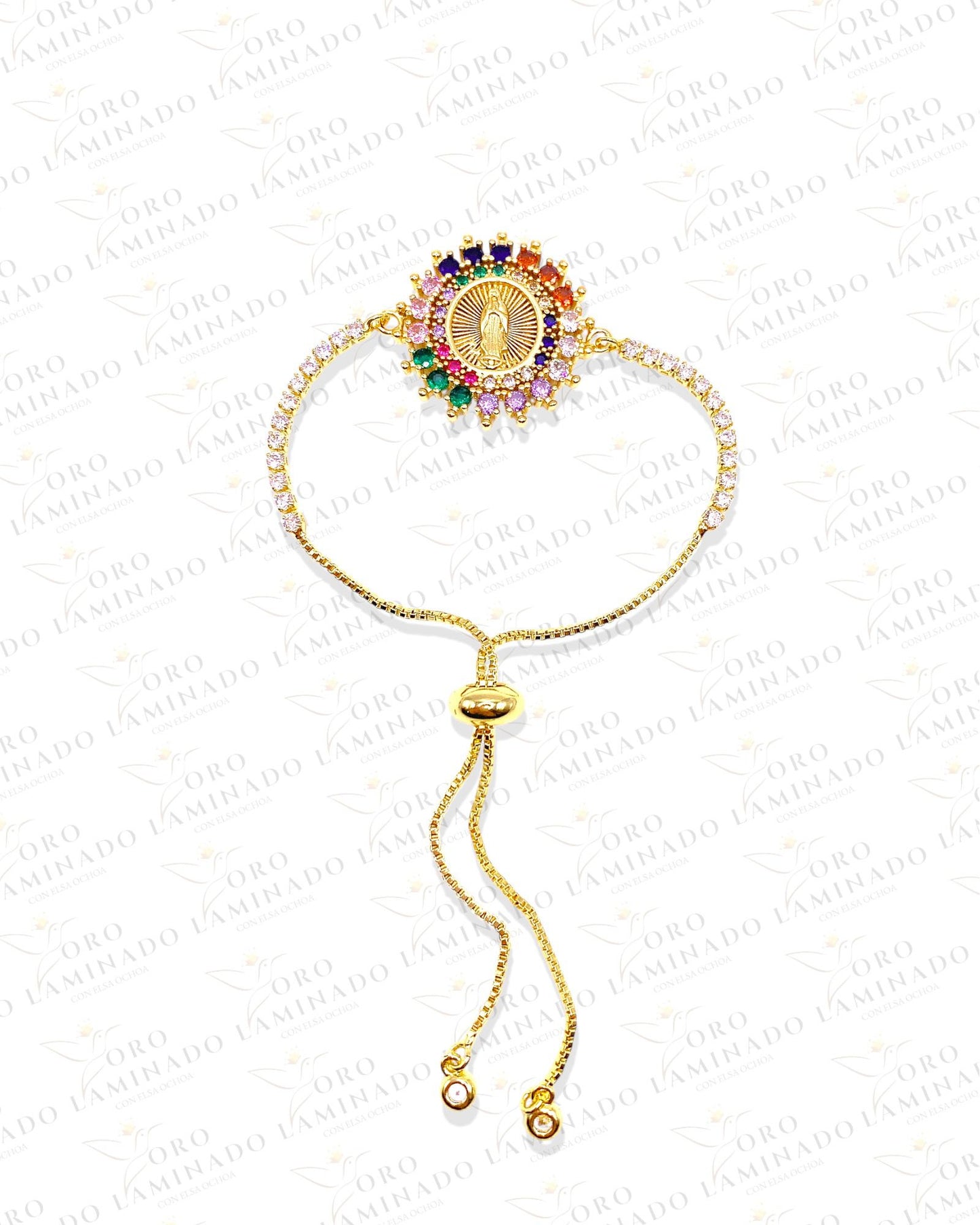 Adjustable Multicolor Virgin Mary Bracelet (14k Gold Filled) B192