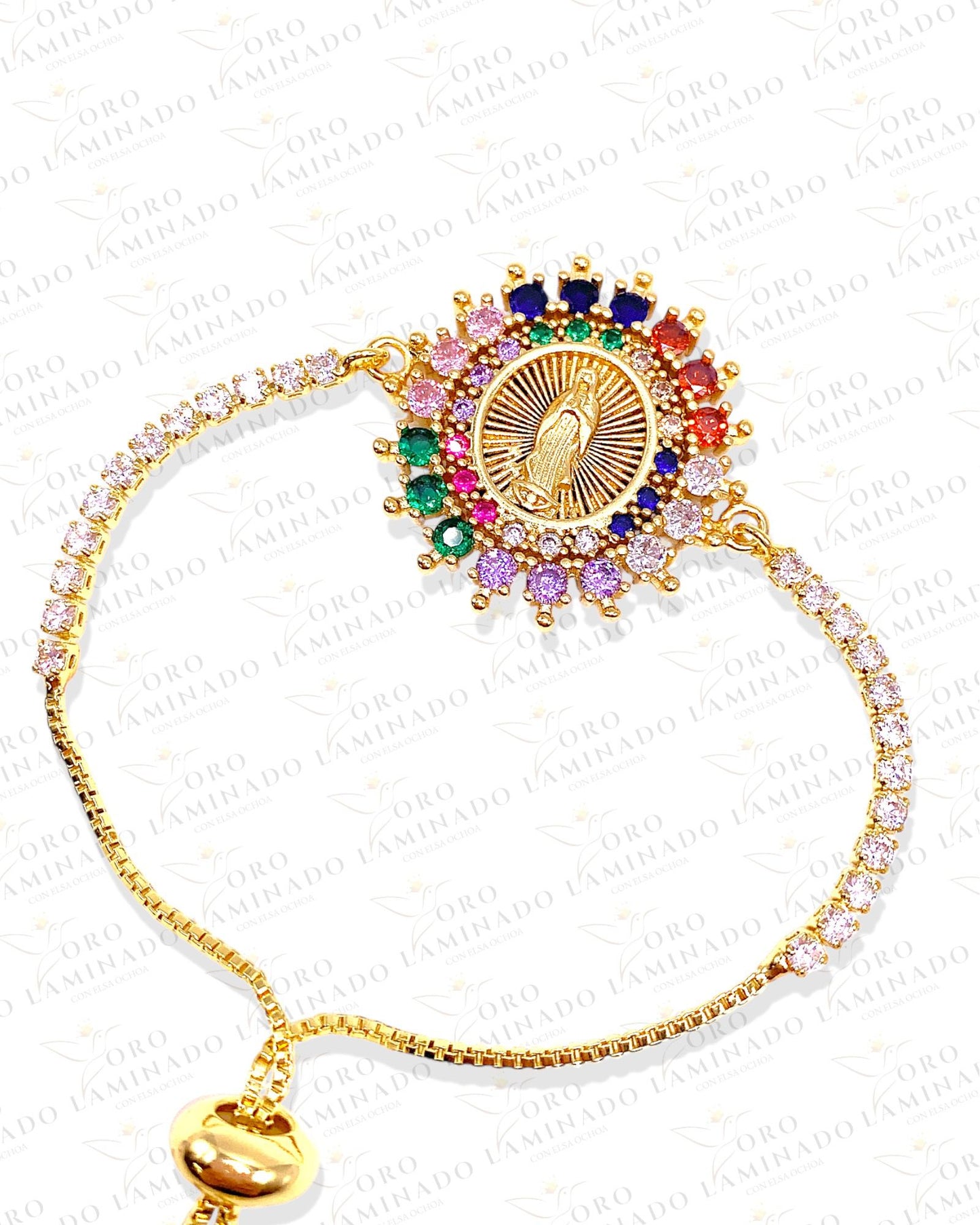 Adjustable Multicolor Virgin Mary Bracelet (14k Gold Filled) B192