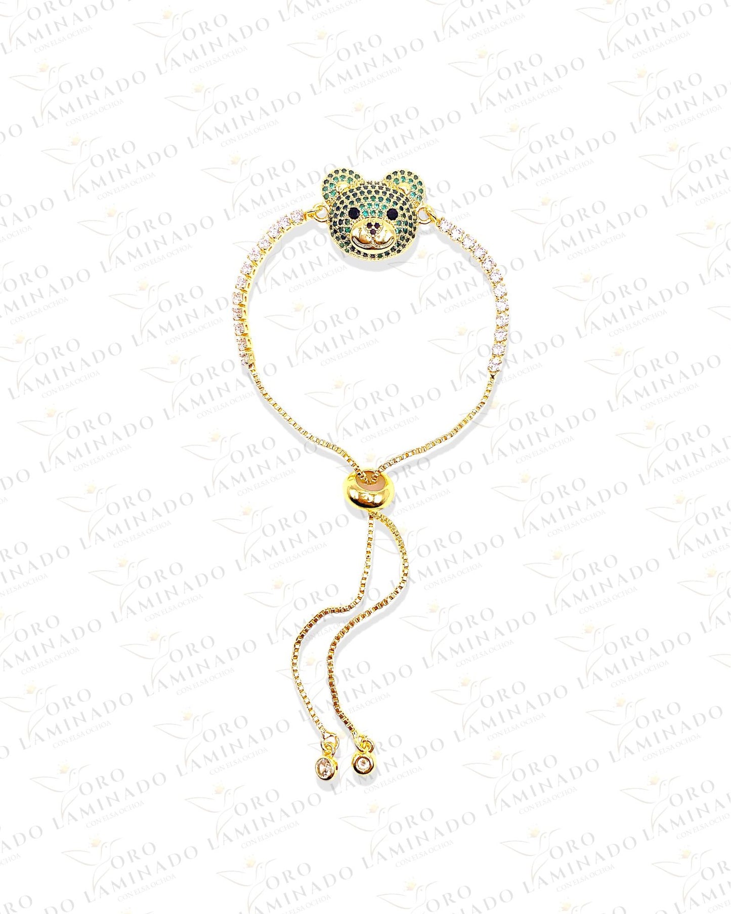 Green bear adjustable bracelet C67