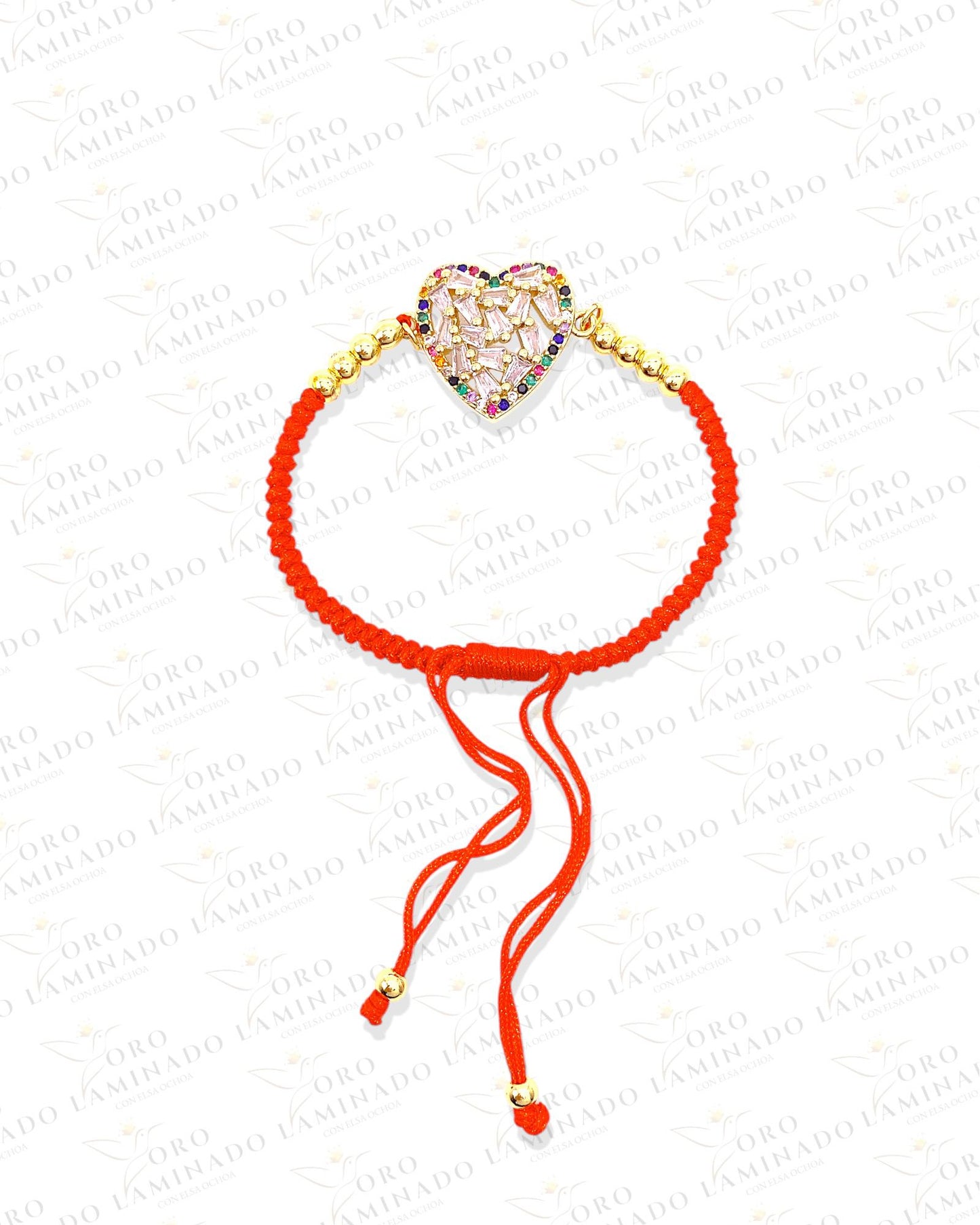 Red bracelet with cut crystal heart G122