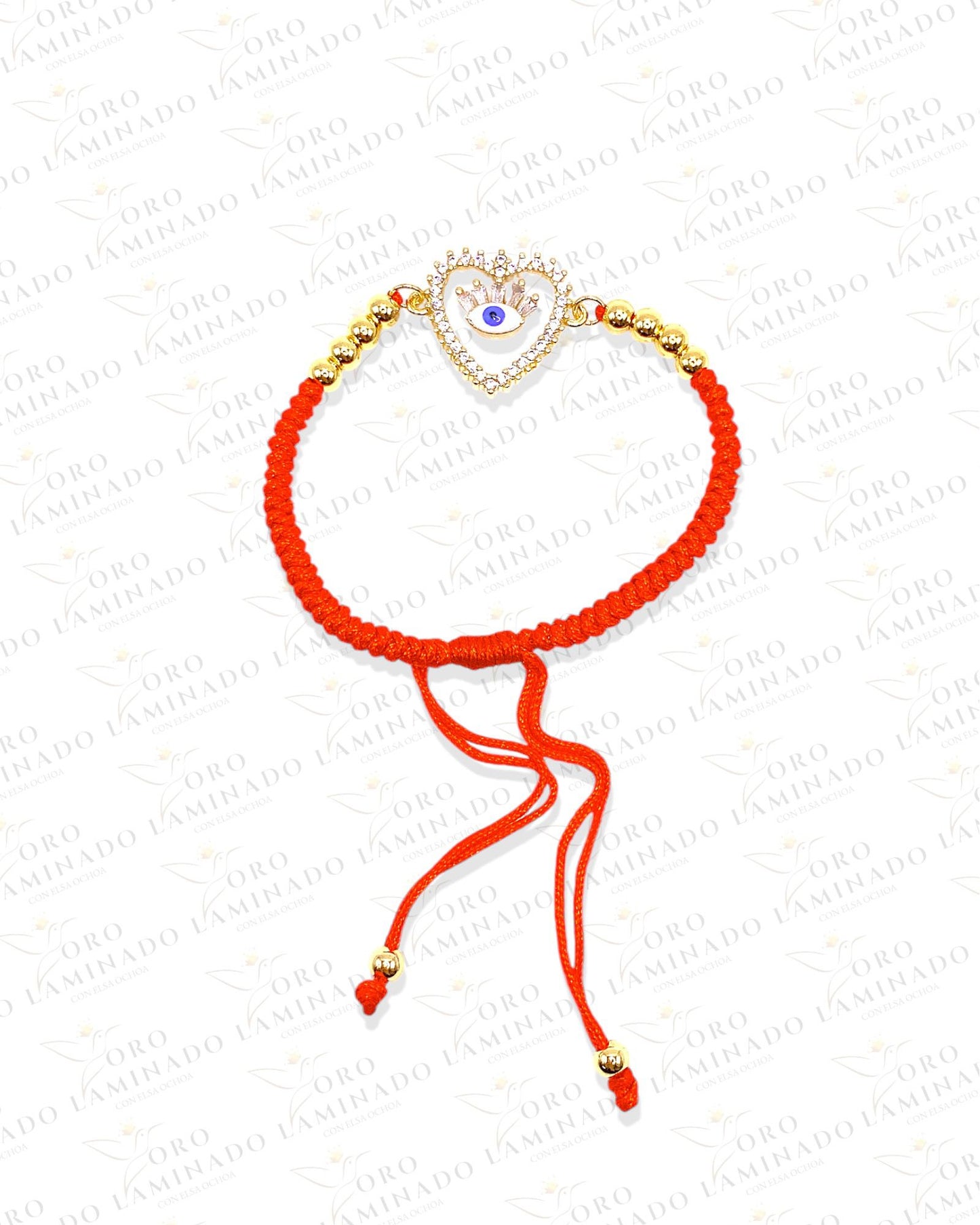 Red bracelet with eye and heart G121