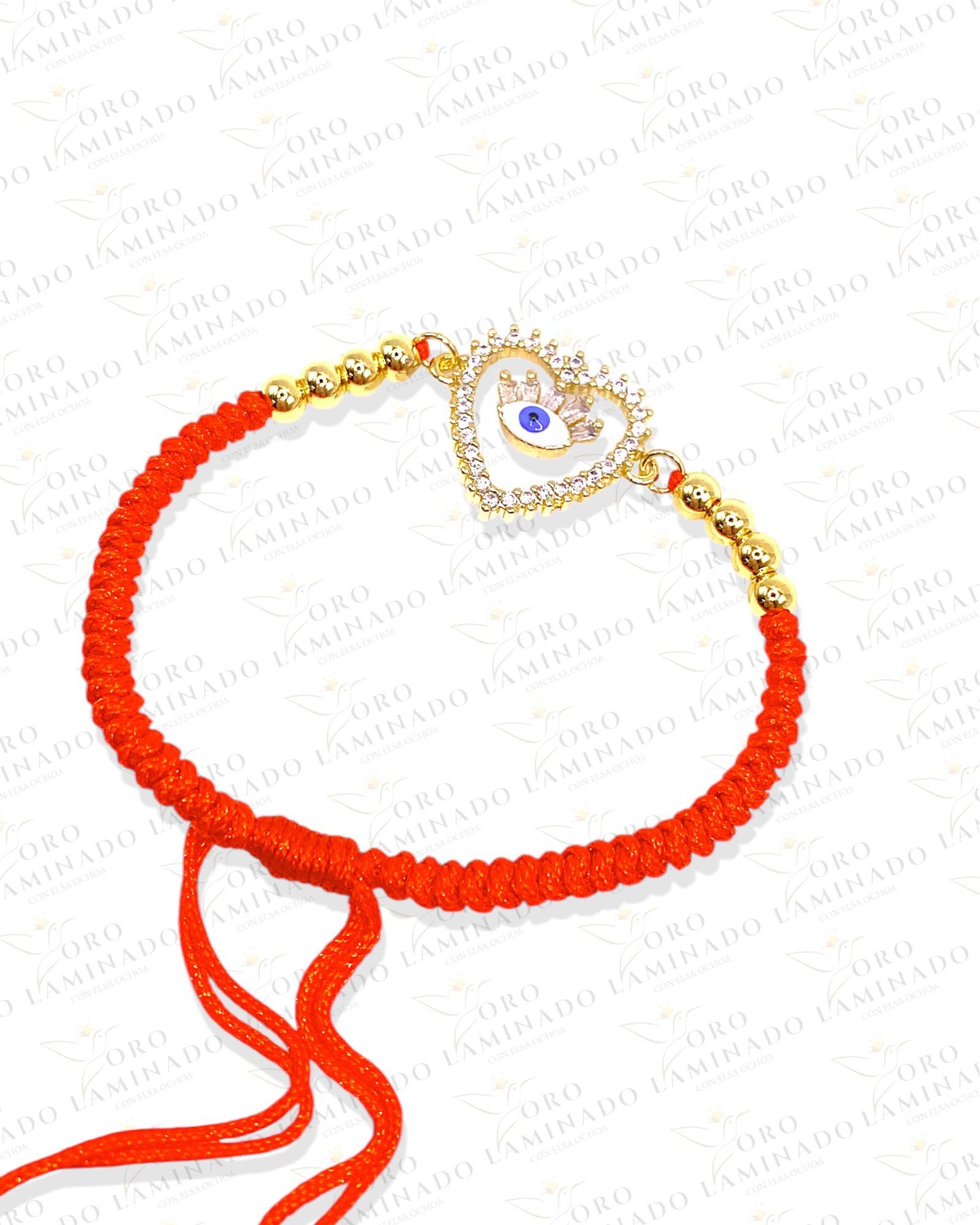 Red bracelet with eye and heart G121