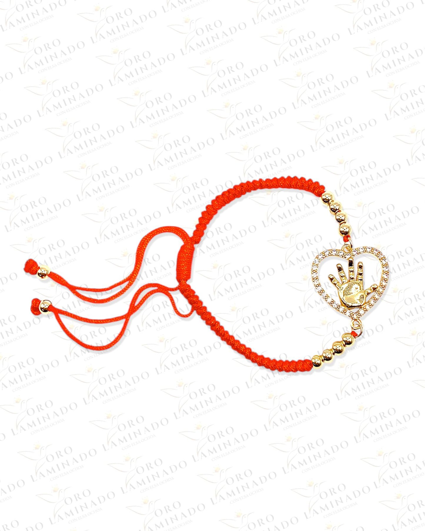 Red bracelet with hand in the heart G117