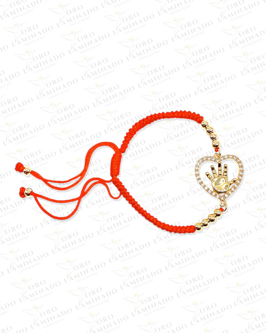 Red bracelet with hand in the heart G117