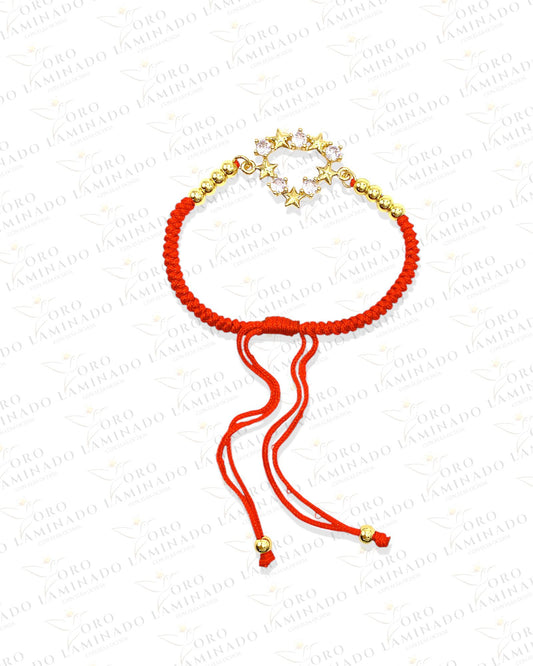 Red bracelet with shiny stars G112