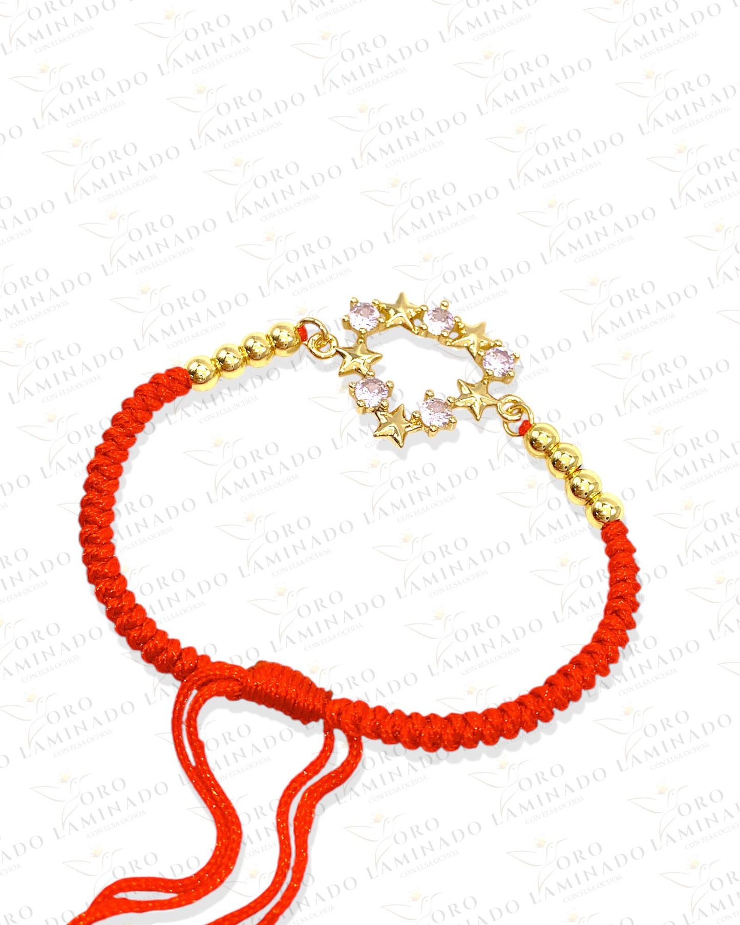 Red bracelet with shiny stars G112