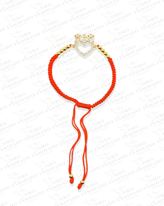 Red heart bracelet with crown G118