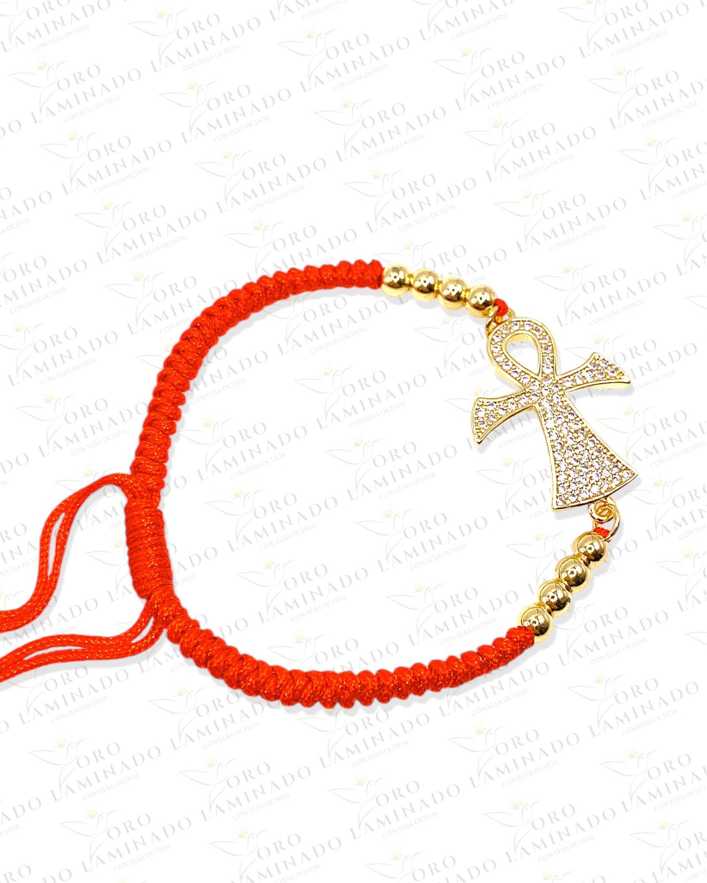 Red Adjustable Key of Life Bracelet (14k Gold Filled) Y65