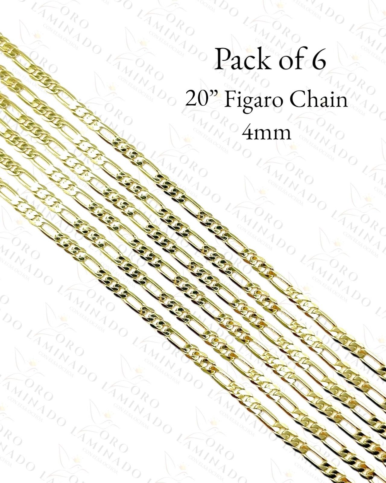 Gold Filled 24” 4mm Figaro Chain(Pack of 6) Y389